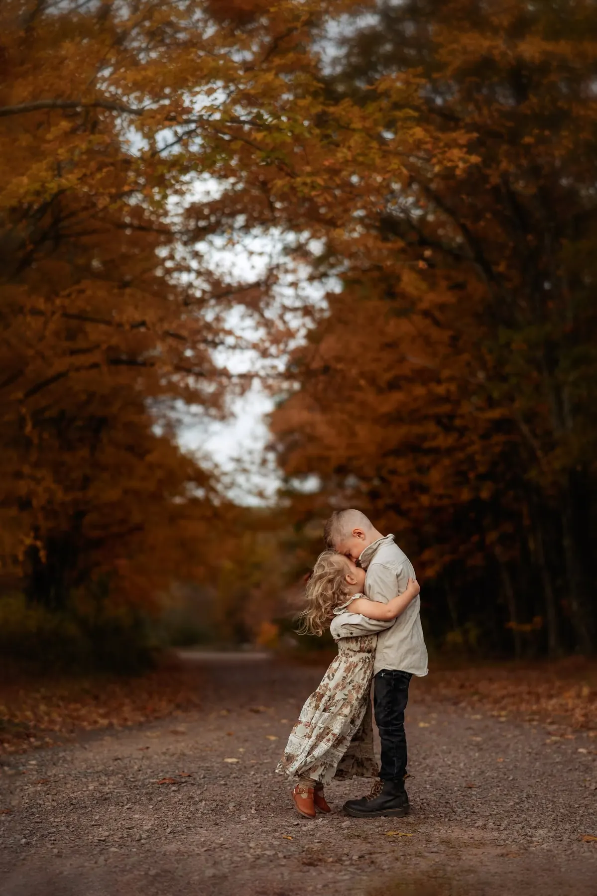 Family portrait in an autumn forest