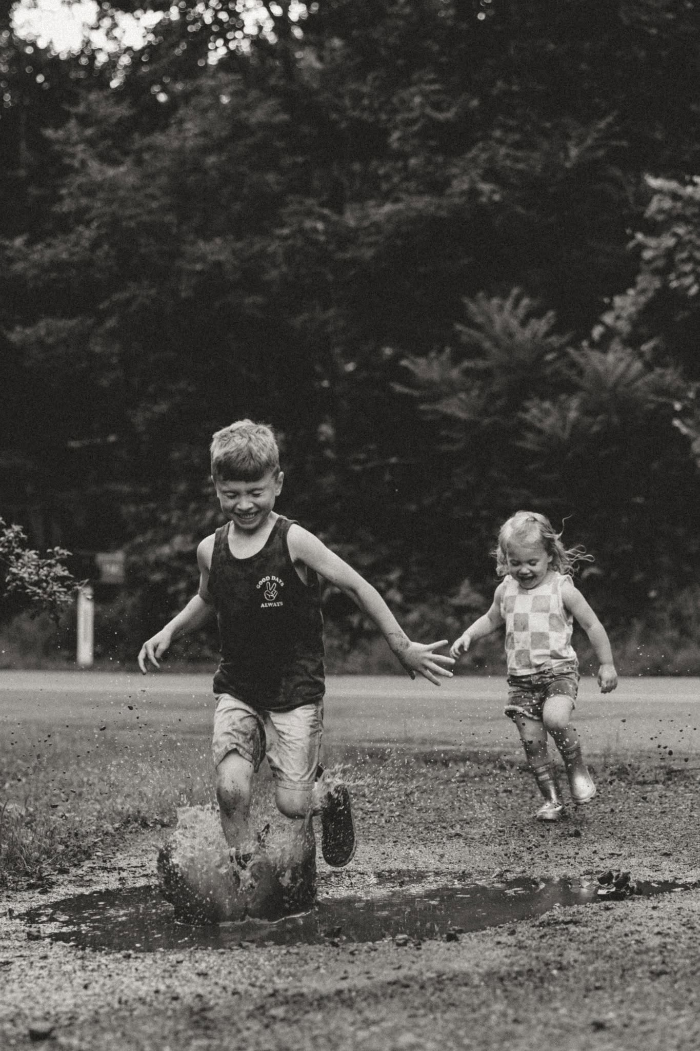 Children playing and laughing outdoors