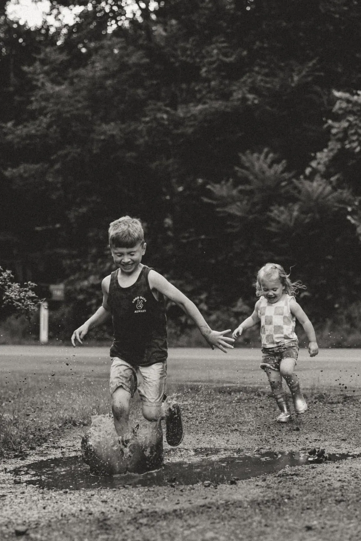 Children playing and laughing outdoors